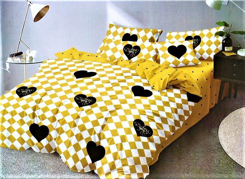 Pościel Bawełniana 3D 160x200 cm + Dwie Poszewki Na Poduszki 70x80 cm Serca Dla Zakochanych