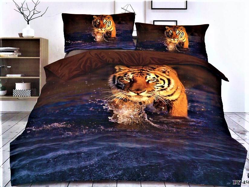 Pościel 3D 200x220cm z Prześcieradłem 200x230cm Tygrys we Wodzie